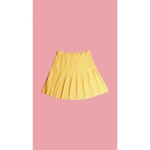 1980s-1990s ANN TIJAN For KENAR Mustard High Waist Pleated Skirt. Medium. As Is